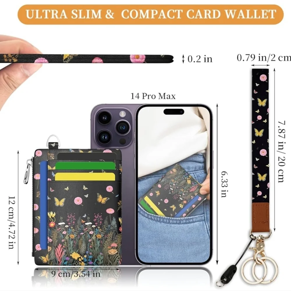 Floral Butterfly Card Holder with Lanyard